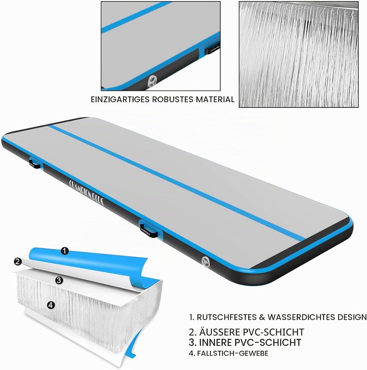 Airtrack Matte 3m – Aufblasbare Tumbling Matte – Turnmatte – Geprüfte Retourenware