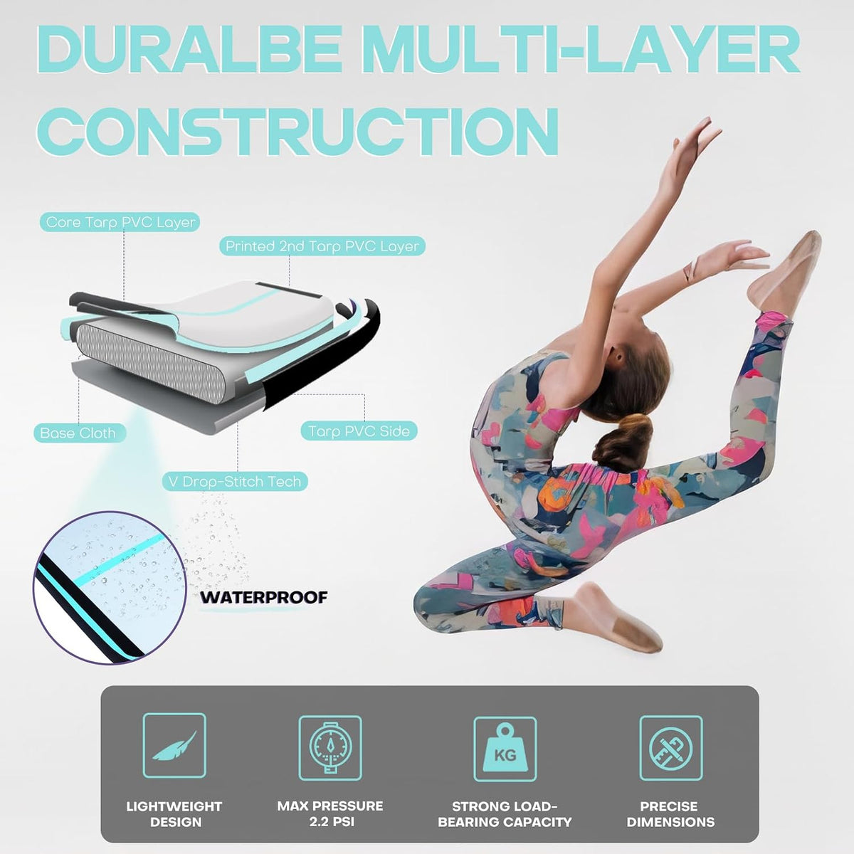 Airtrack Matte 3m – Aufblasbare Tumbling Matte – Turnmatte – Geprüfte Retourenware