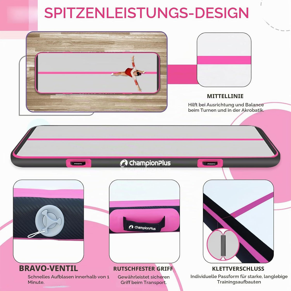 Airtrack Matte 3m – Aufblasbare Tumbling Matte – Turnmatte – Geprüfte Retourenware