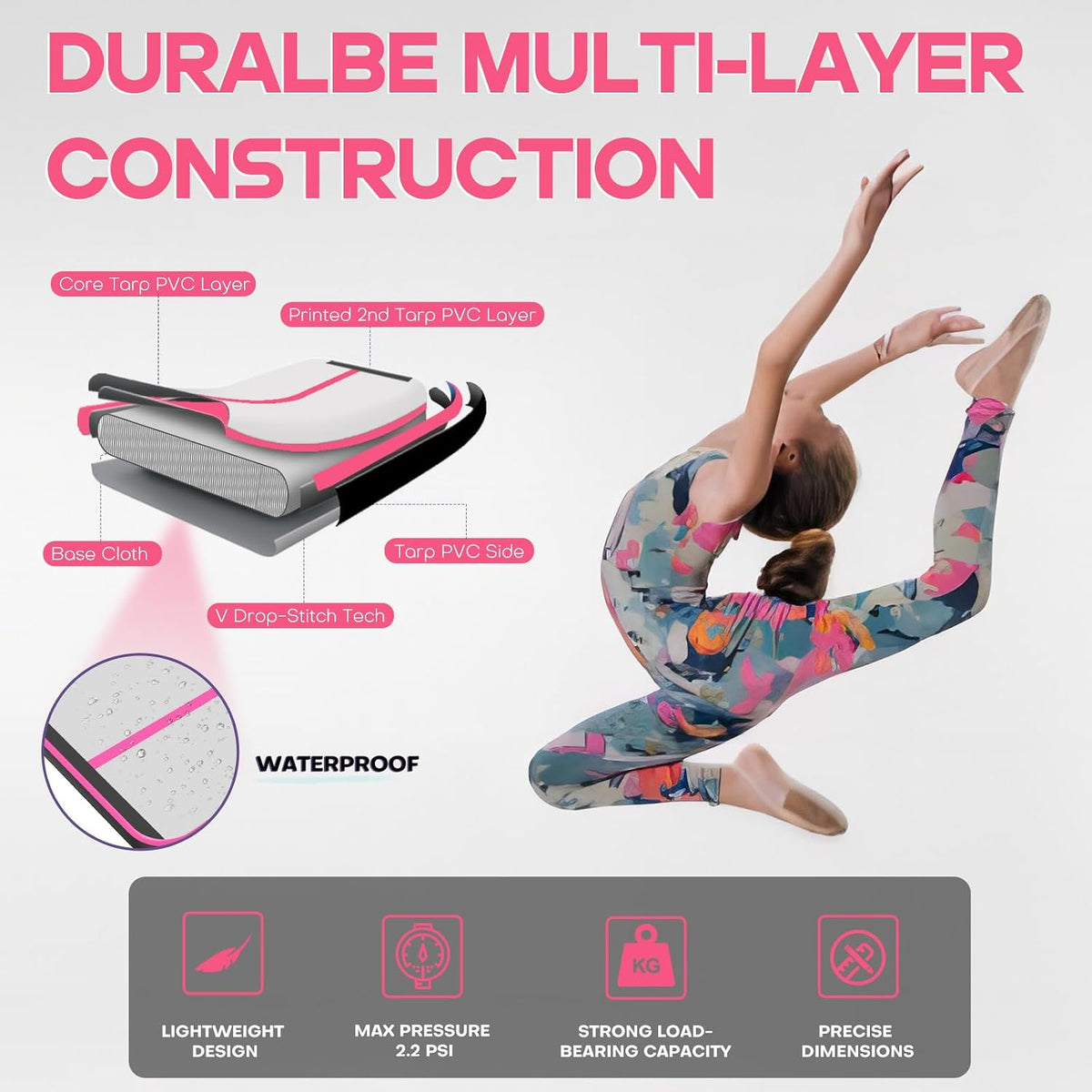 Airtrack Matte 3m – Aufblasbare Tumbling Matte – Turnmatte – Geprüfte Retourenware